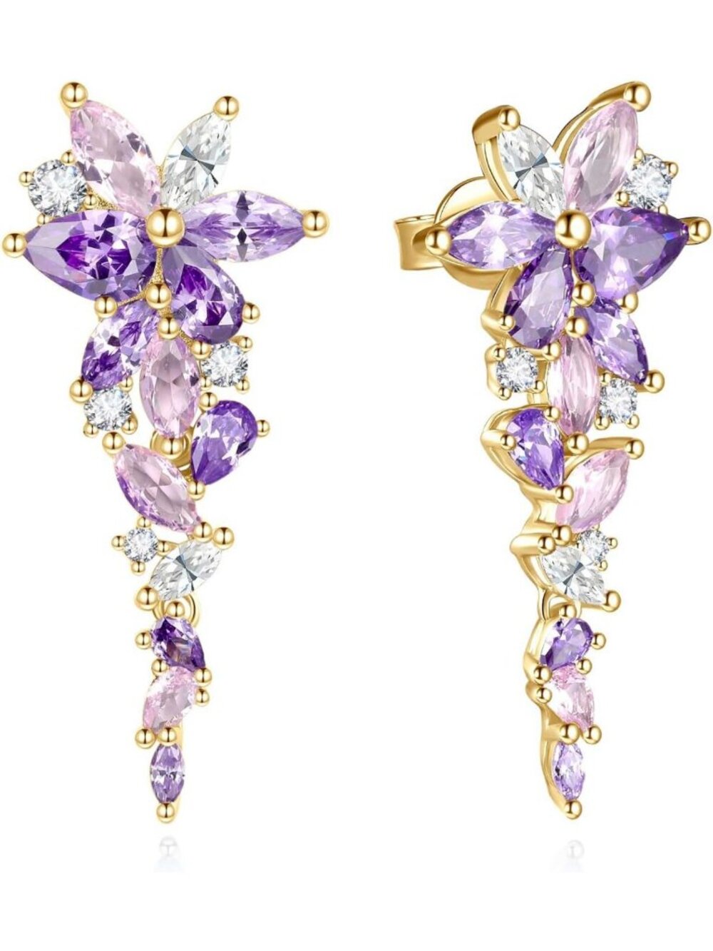 Elegant Multi-Stone Mixed Cut Gemstone Jewelry Set - Wisteria Whisper Design